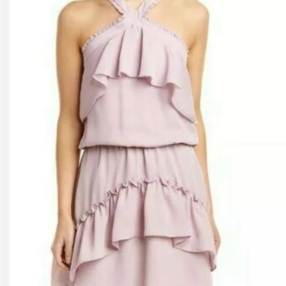 Light purple Asymmetrical Ruffled Halter Sundress